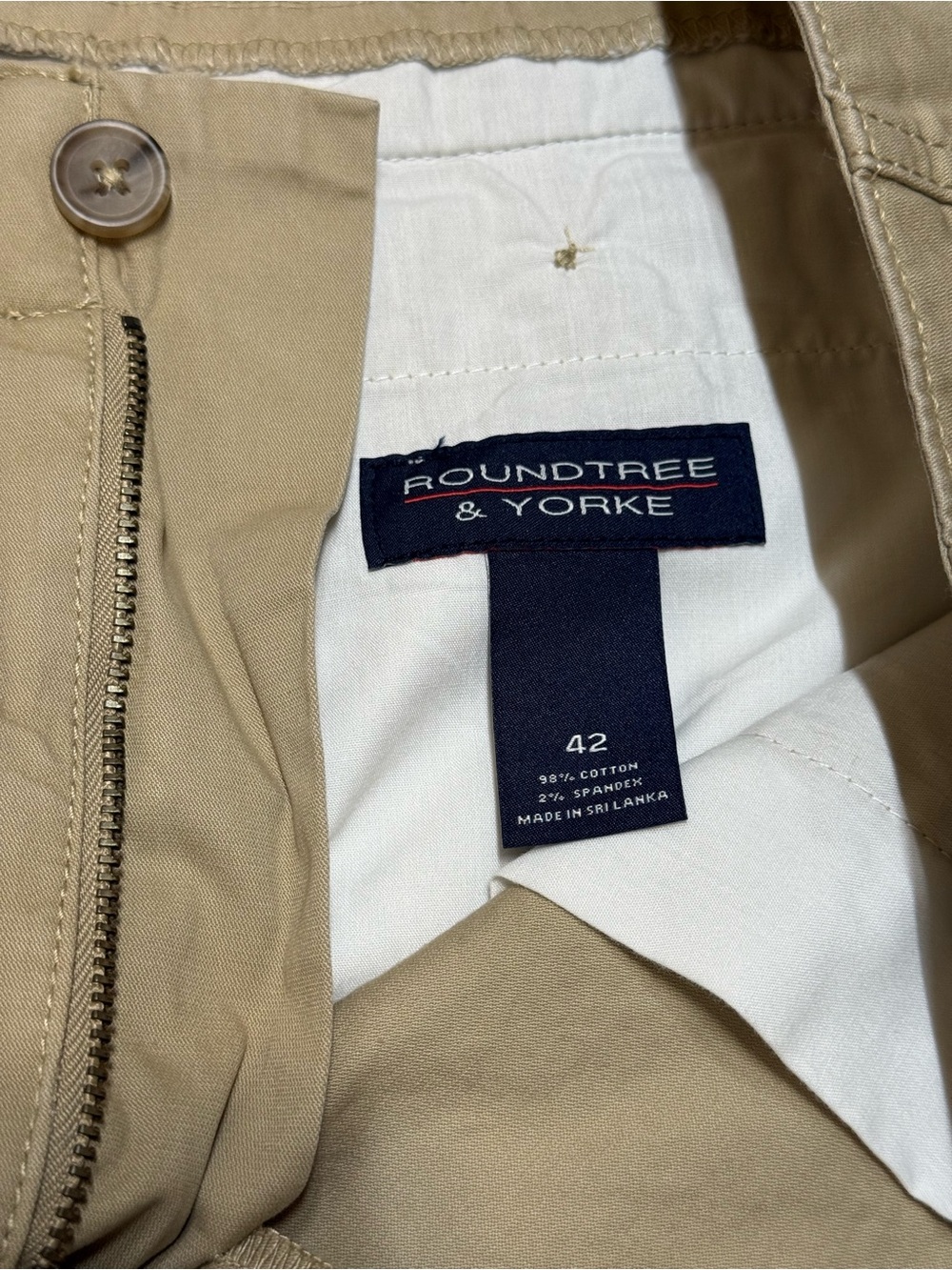 Roundtree & Yorke Tan Flat Front Stretch Men's Shorts
